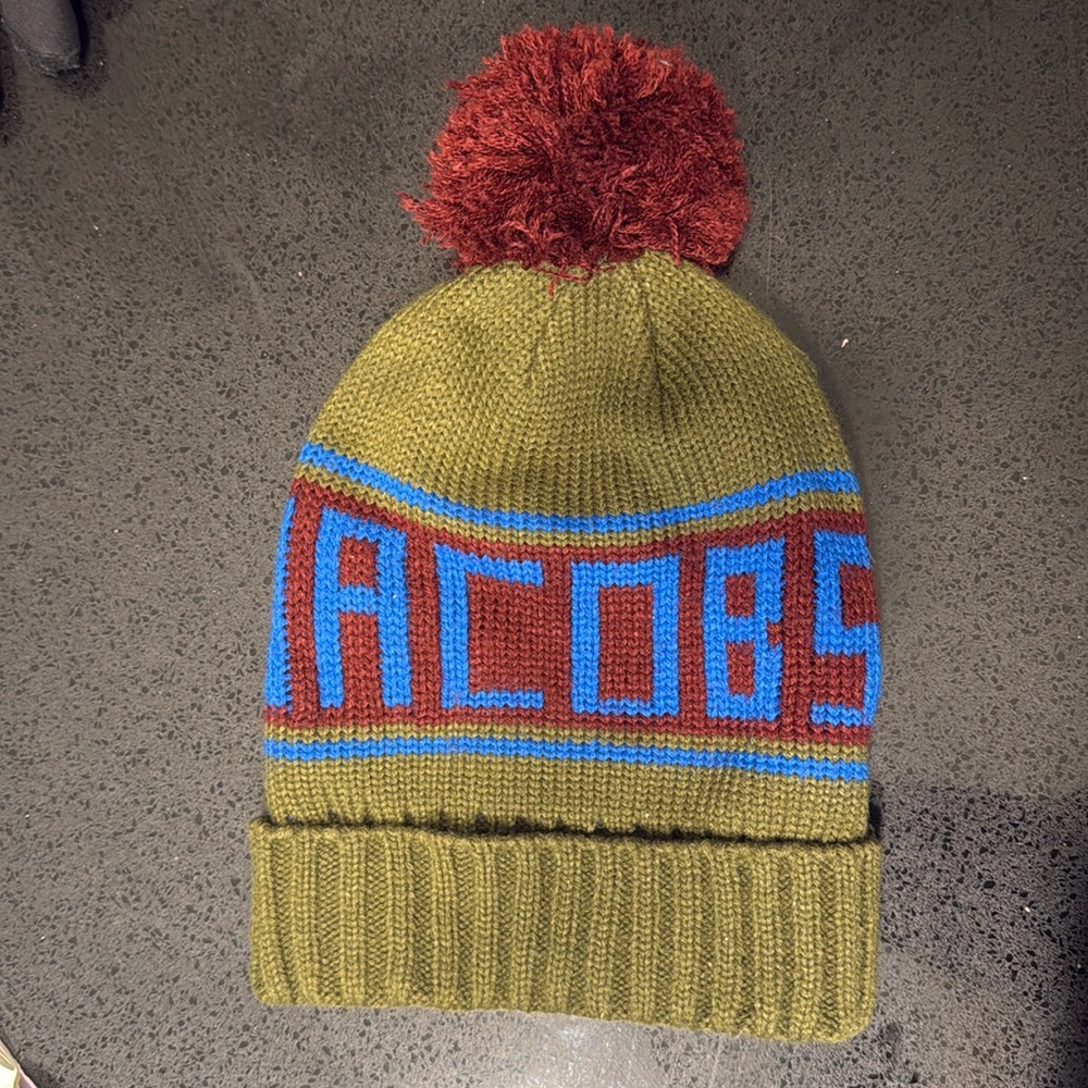 Marc Jacob’s beanie (green, maroon and blue)